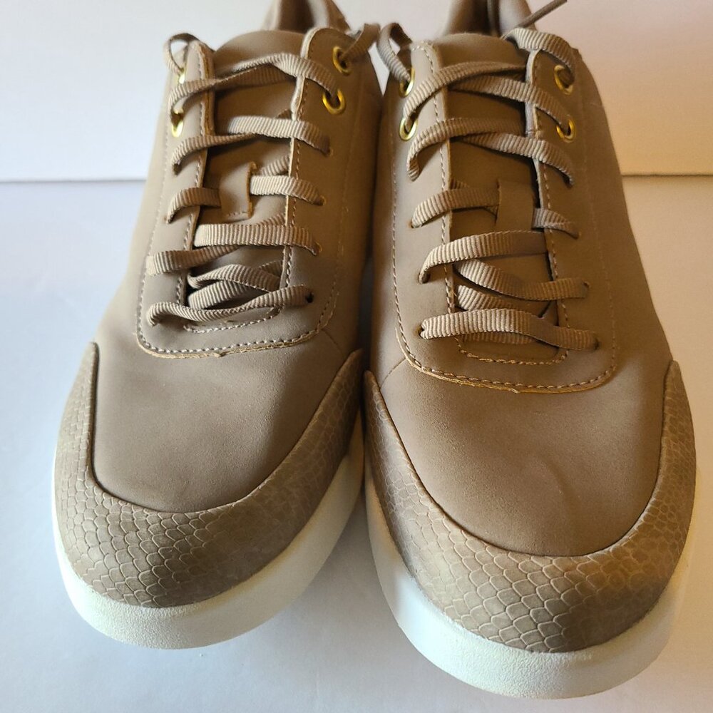 RYKA WOMEN'S PAOLA LACE-UP SNEAKERS DUSTY TAUPE LEATHER SIZE US 8.5M